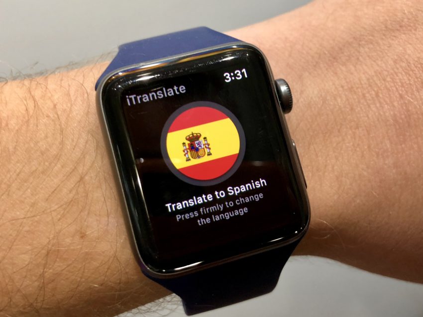 Apple Watch iTranslate App Spanish English